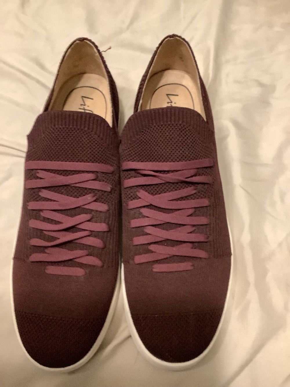 Life stride burgundy casual slip ons